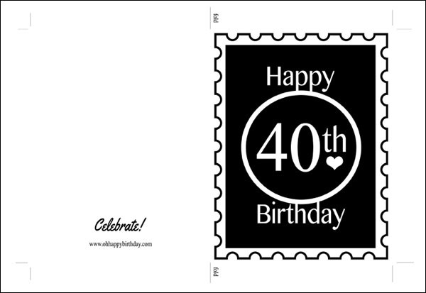 Happy 40th Birthday Cards Free Printable - FREE PRINTABLE TEMPLATES