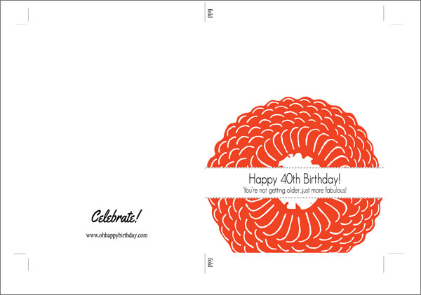 free printable 40th birthday card
