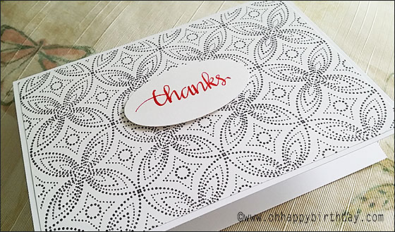 Calligraphy Thanks on thank you greeting card