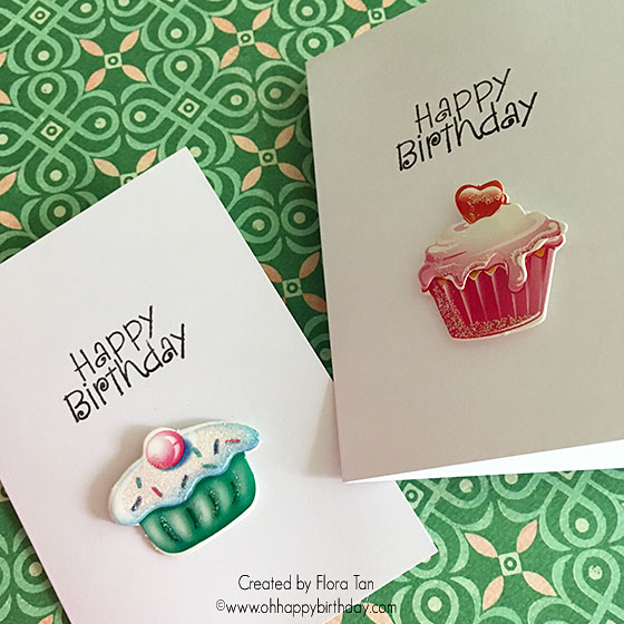 birthday card using colourful cupcake stickers  and Happy Birthday stamp