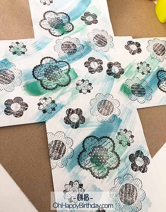 Rubber-stamped paper