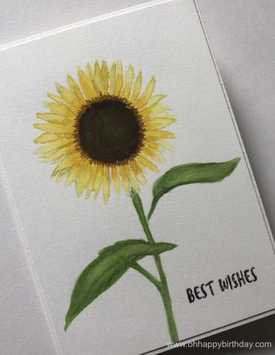 Watercolour Sunflower Birthday Card - a birthday card hand-painted with watercolour by a friend for a good friend.