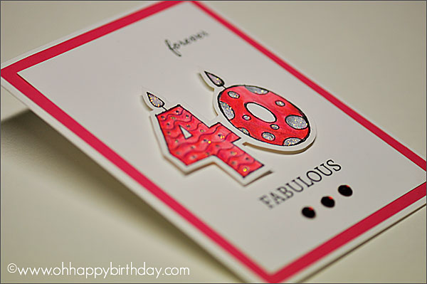Forever fabulous 40th Birthday card in sweet pink, glitter and embellished with bling bling gems.