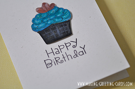 Copic Marker Coloured Cupcake Birthday Card