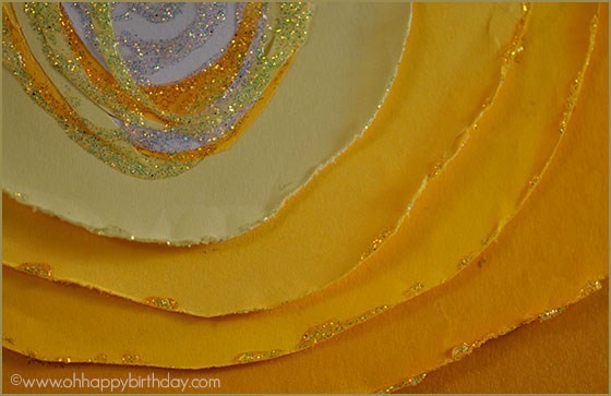 birthday flower card card with glitters on edges of petals