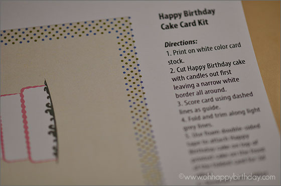 Instructions for Happy Birthday Card