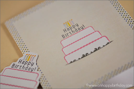 Layer the extra birthday cake image over the printed front of birthday card with double-sided tape