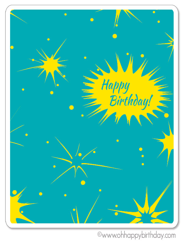 Happy Birthday card for a boy. Bright colours used.